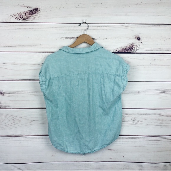 Weatherproof Vintage Mint Linen Tie Front Shirt M - Picture 9 of 11